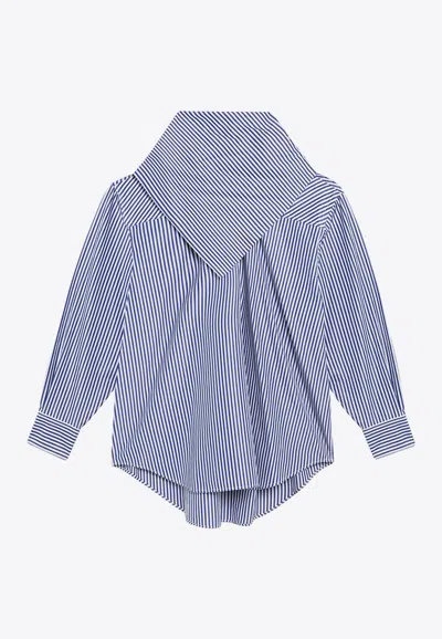 AMI ALEXANDRE MATTIUSSI STRIPED POPLIN BANDANA SHIRT