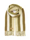 Ami Alexandre Mattiussi Rectangular Scarf With Fringed Edges And Stripes In Green