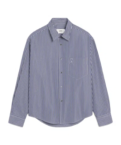 Ami Alexandre Mattiussi Striped Shirt In Gray