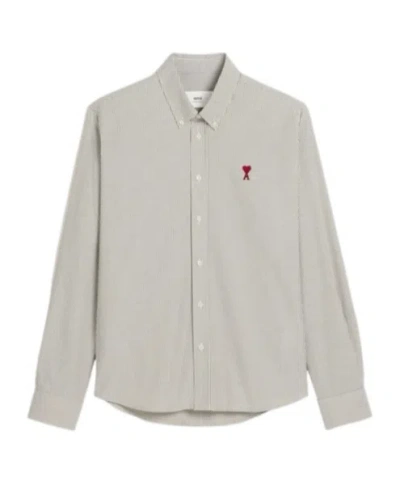 Ami Alexandre Mattiussi Striped Shirt In Gray