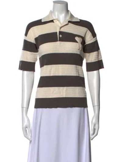 Pre-owned Ami Alexandre Mattiussi Striped Short Sleeve Polo In Multicolor