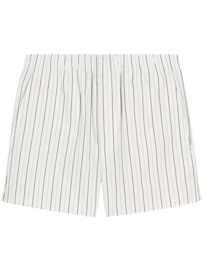Ami Alexandre Mattiussi Ami Paris Logo Patch Striped Shorts In Multi