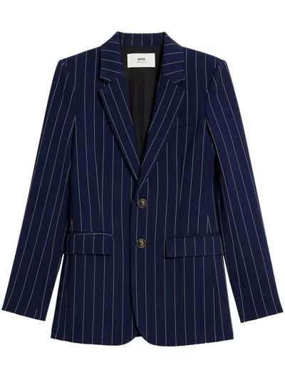 Ami Alexandre Mattiussi Striped Single-breasted Blazer In Blue
