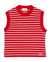 Ami Alexandre Mattiussi Striped Sleeveless Knit Vest In Red