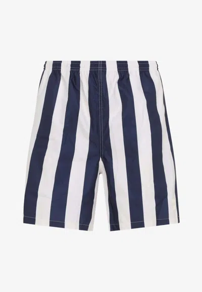 Ami Alexandre Mattiussi Long Stripes Mini Swimsuit For Men In White