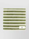 AMI ALEXANDRE MATTIUSSI STRIPED TERRY FABRIC BEACH TOWEL WITH FRINGED EDGES