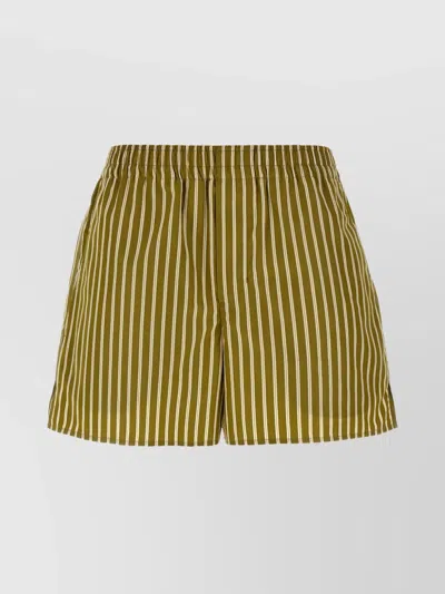 Ami Alexandre Mattiussi Striped Waistband Shorts With Practical Pockets In Multicolor