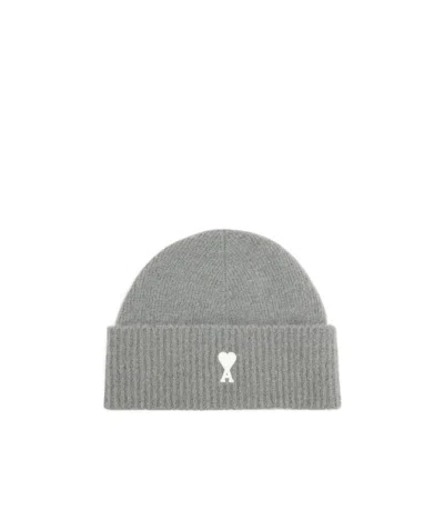 Ami Alexandre Mattiussi Striped Wool Beanie In Gray