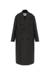 Ami Alexandre Mattiussi Structured Black Wool Double-breasted Long Coat In Multi
