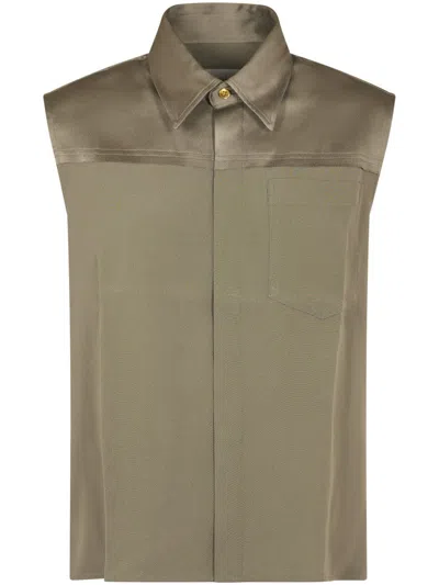 Ami Alexandre Mattiussi Structured Sleeveless Shirt With Classic Collar In Brown