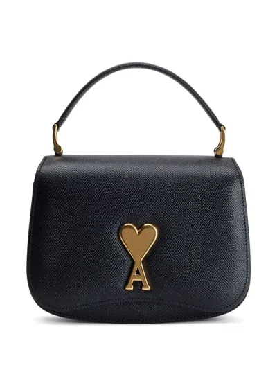 Ami Alexandre Mattiussi Chic Mini Parisian Top-handle Calfskin Handbag In Black