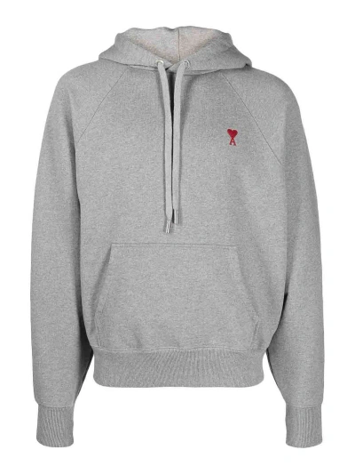 Ami Alexandre Mattiussi Hooded Sweatshirt Logo In Grey