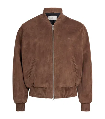 Ami Alexandre Mattiussi Goat Suede Jacket In Brown
