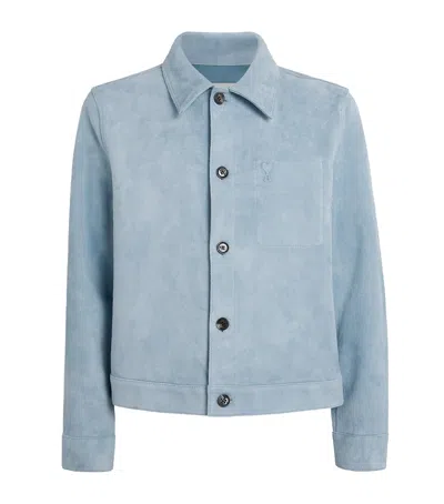 Ami Alexandre Mattiussi Suede Ami De Coeur Jacket In Blue