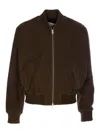 Ami Alexandre Mattiussi Khaki Zipped Suede Jacket In Black