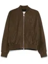 Ami Alexandre Mattiussi Khaki Zipped Suede Jacket In Black