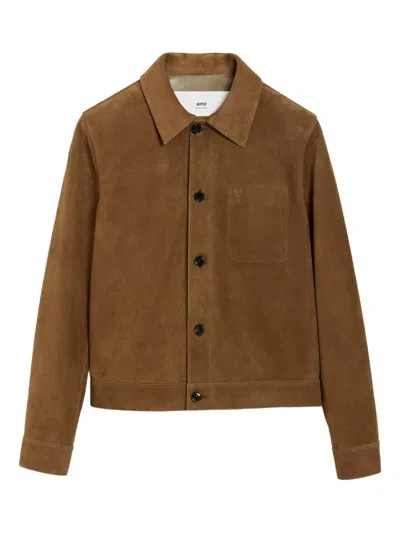 AMI ALEXANDRE MATTIUSSI AMI DE COEUR LEATHER BUTTONED JACKET