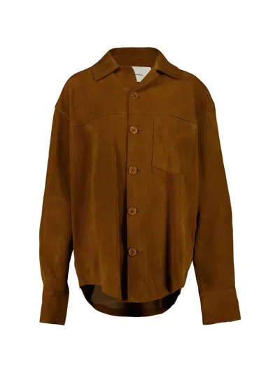 Ami Alexandre Mattiussi Suede Buttoned Jacket In Brown