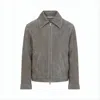 Ami Alexandre Mattiussi Suede Finish Jacket With Classic Collar In Gray