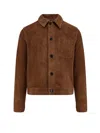 Ami Alexandre Mattiussi Ami Classic Goat Leather Jacket With Embossed Logo In Brown