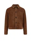Ami Alexandre Mattiussi Mens Noisette Pointed-collar Embossed-logo Leather Jacket In Brown