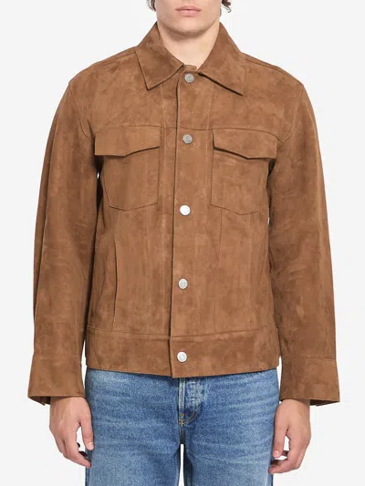 Ami Alexandre Mattiussi Suede Jacket In Brown