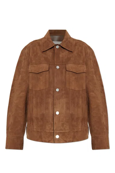 Ami Alexandre Mattiussi Suede Jacket In Brown