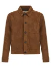 Ami Alexandre Mattiussi Ami Classic Goat Leather Jacket With Embossed Logo In Brown