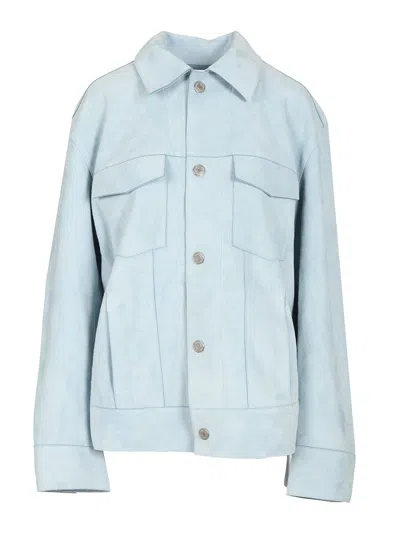 Ami Alexandre Mattiussi Suede Overshirt Shirts Light Blue