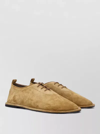 Ami Alexandre Mattiussi Suede Lace Up Shoes Round Toe Loafers In Brown