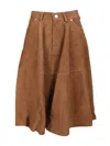 Ami Alexandre Mattiussi Pleated Suede Midi Skirt In Neutral