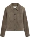 Ami Alexandre Mattiussi Taupe Buttoned Suede Jacket In Grey