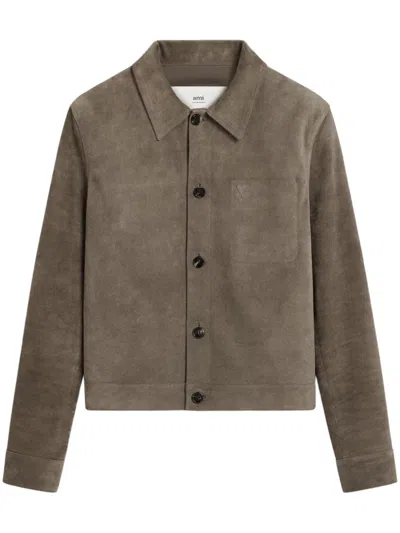 AMI ALEXANDRE MATTIUSSI LEATHER BUTTONED JACKET