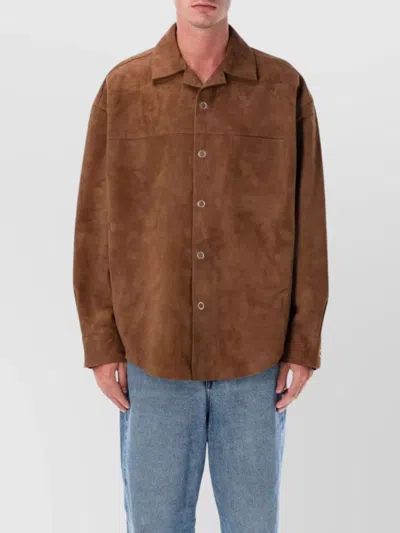 Ami Alexandre Mattiussi Ami Paris Ami Paris Brown Goat Suede Overshirt