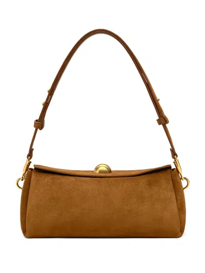 Ami Alexandre Mattiussi Suede Shoulder Bag In Brown