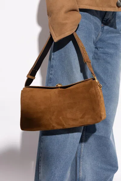 Ami Alexandre Mattiussi Suede Shoulder Bag In Brown
