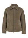 Ami Alexandre Mattiussi Ami Paris Men Grey Jacket With Classic Collar And Front Zip Closure In Suede Man