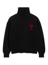 Ami Alexandre Mattiussi Sweater With Funnel Neckline And Heart Motif In Black