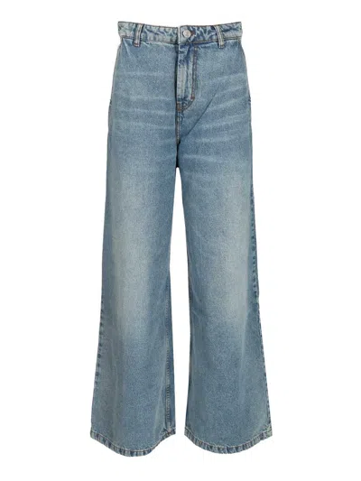 Ami Alexandre Mattiussi Wide Leg Denim Trousers Featuring Pockets In Blue