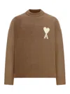 Ami Alexandre Mattiussi Brown Alpaca Ami De Coeur Crewneck Sweater Brown In Brown