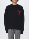 Ami Alexandre Mattiussi Ami Felted Wool Sweater With Heart And Logo Detail In Black