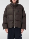 Ami Alexandre Mattiussi Ami De Coeur Logo Puffer Jacket In Braun