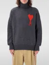 Ami Alexandre Mattiussi Ami Paris Ami Paris Black Wool Ami De Coeur Turtleneck In Gray