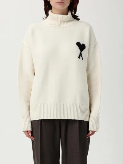 Ami Alexandre Mattiussi Oversized Intarsia-knit Wool Turtleneck Sweater In White