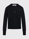 Ami Alexandre Mattiussi Navy Wool Ami De Coeur Cardigan In Black