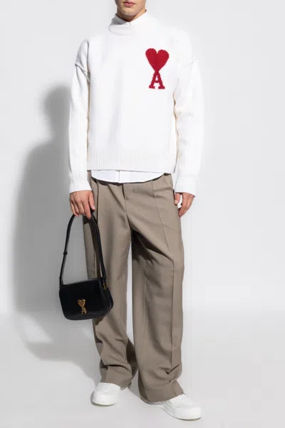 Ami Alexandre Mattiussi Sweater With Logo In Cream
