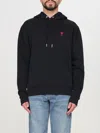 Ami Alexandre Mattiussi Ami Black Cotton Hoodie With Embroidered Logo And Functional Pockets In Black