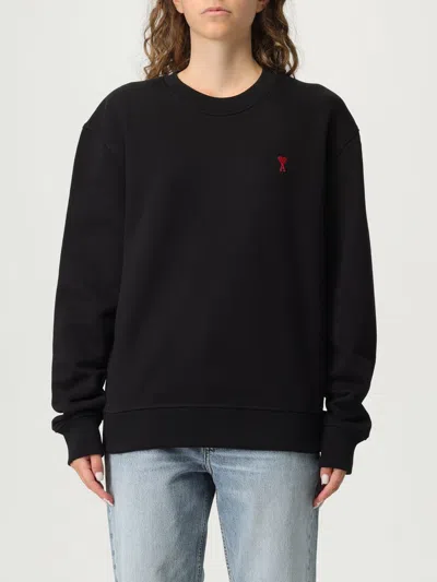 AMI ALEXANDRE MATTIUSSI SWEATSHIRT AMI PARIS WOMAN COLOR BLACK,H25382002