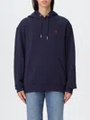 Ami Alexandre Mattiussi Long-sleeved Hooded Sweatshirt In Blue