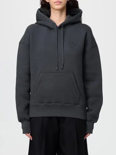 AMI ALEXANDRE MATTIUSSI SWEATSHIRT AMI PARIS WOMAN COLOR CHARCOAL,H40203033